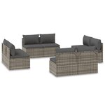 vidaXL Canapés centraux de jardin 8 Pièces Gris 57x57x56 cm Poly rotin