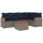 vidaXL Salon de jardin 6 Pièces avec coussins gris résine tressée