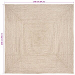 vidaXL Tapis Naturel et blanc 240 x 240 cm Jute