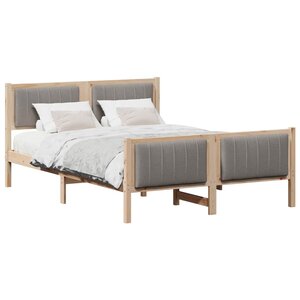 vidaXL Cadre de lit Marron et taupe 140 x 190 cm Bois massif en pin