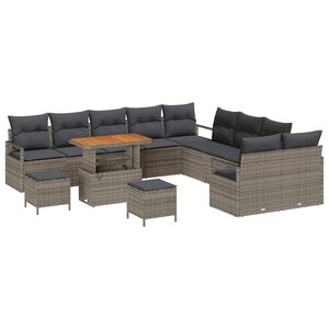 vidaXL Ensemble de canapé de jardin avec coussin 13 Pièces Gris