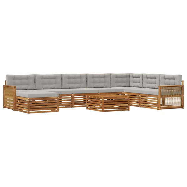 vidaXL Ensemble de canapés d'extérieur 9 pc Naturel et gris clair