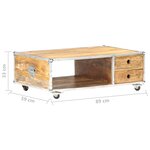 vidaXL Table basse 89x59x33 cm Bois massif de manguier brut