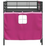 vidaXL Cadre de Lit Mezzanine pour Enfants avec Rideaux Noir et rose