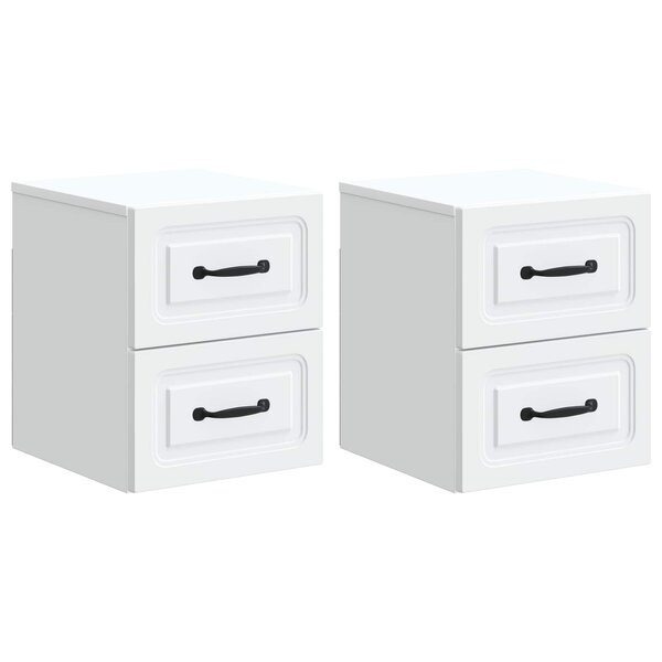 vidaXL Cabinet de chevet mural 2 Pièces Blanc 34 5 x 33 x 40 cm