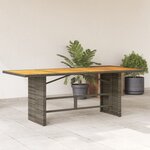 vidaXL Table de jardin et dessus en bois d'acacia gris résine tressée