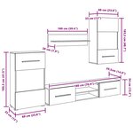 vidaXL Meuble TV mural 5 pièces avec éclairage LED Noir