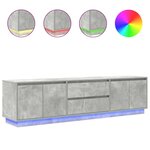 vidaXL Meuble TV avec lumières LED gris béton 193 5x41x50 cm