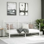 vidaXL Lit de jour avec lit gigogne sans matelas blanc 107x203cm acier