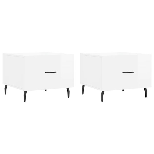 vidaXL Tables basses 2 Pièces blanc brillant 50x50x40cm bois d'ingénierie