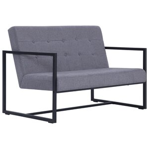vidaXL Canapé-lit à 2 places avec accoudoirs gris clair acier et tissu