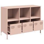 vidaXL Buffet rose 101 5x39x73 5 cm acier laminé à froid