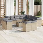 vidaXL Salon de jardin avec coussins 14 Pièces beige résine tressée