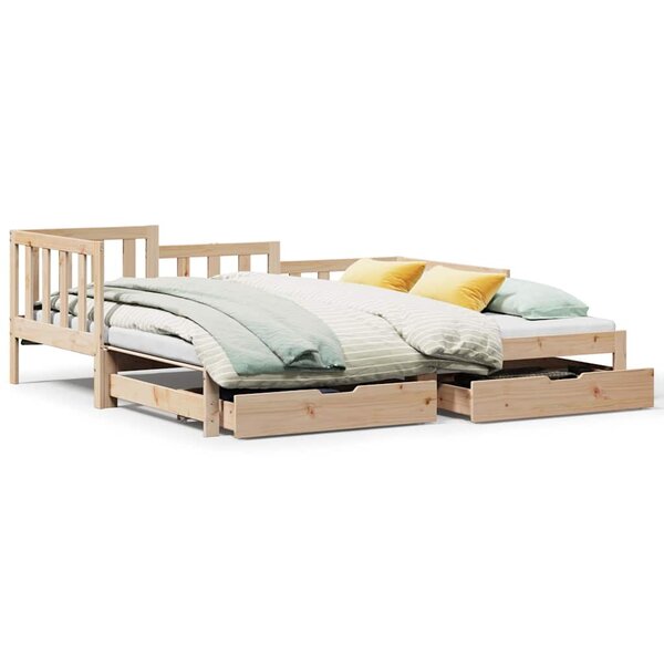 vidaXL Lit de jour avec gigogne et tiroirs sans matelas 80x200 cm