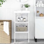 vidaXL Cadre de lavabo de salle de bain Blanc 40x38x83 cm Fer