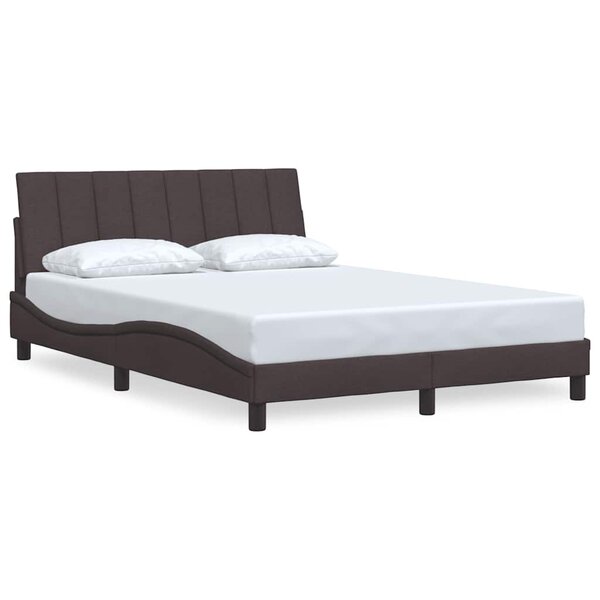 vidaXL Cadre de lit sans matelas Hanko marron foncé 140x190 cm tissu