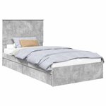 vidaXL Lit de Rangement Gris béton 100 x 200 cm Bois d'ingénierie