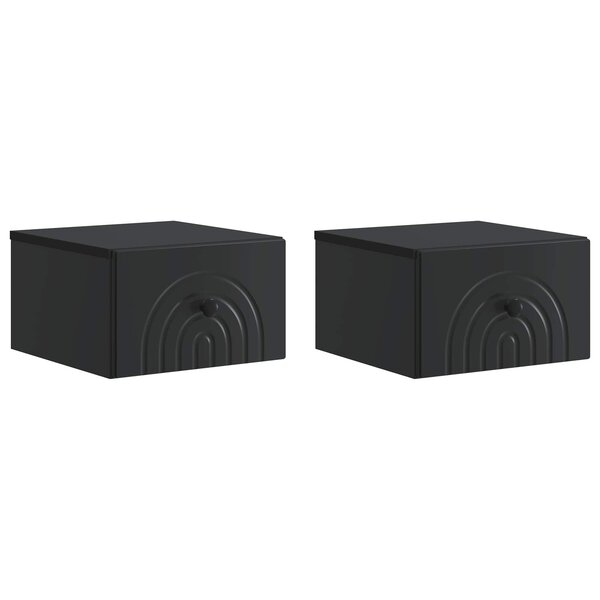 vidaXL Cabinet de chevet mural 2 Pièces Noir 33 x 34 5 x 20 cm