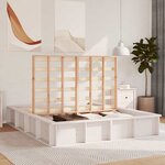 vidaXL Cadre de lit avec stockage Blanc 210 x 178 x 30 cm Pin massif
