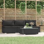 vidaXL Salon de jardin 4 Pièces avec coussins Noir Résine tressée