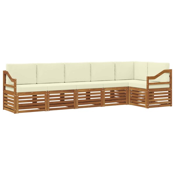 vidaXL Ensemble de canapé d'angle avec coussin 6 Pièces Naturel et Crème