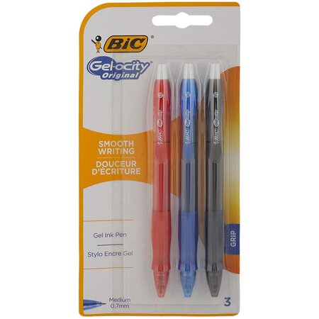 Blister de 3 stylos à encre gel gel-ocity couleurs assorties bic