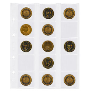 Feuilles numismatiques Optima pour 15 monnaies  médailles  jetons jusqu'à 42 mm.