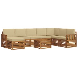 vidaXL Ensemble de canapés d'extérieur 9 pc Naturel et Beige