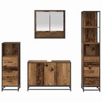 vidaXL Ensemble de mobilier de salle de bain 4 Pièces Bois Ancien