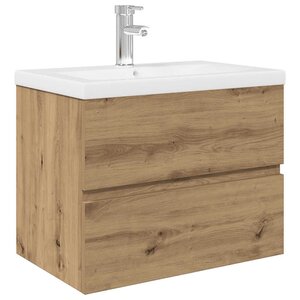 vidaXL Meuble lavabo avec bassin et robinet intégrés chêne artisanal