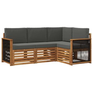 vidaXL Ensembles de canapés avec coussin 4 Pièces Bois d'Acacia Massif
