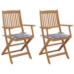 vidaXL Chaises pliables de jardin 2 Pièces avec coussins Bois d'acacia