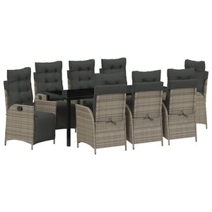 vidaXL Ensemble de salle à manger pour jardin 9 Pièces Gris polyrotin