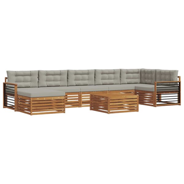 vidaXL Ensemble de canapés d'extérieur 8 Pièces Gris Naturel et Clair
