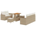 vidaXL Canapé de jardin 8 pièces en rotin beige avec coussins