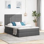 vidaXL Lit avec rangement et matelas Gris foncé 140 x 200 cm Polyester