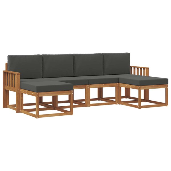 vidaXL Ensemble de canapés d'extérieur 6 Pièces Naturel et Anthracite