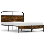 vidaXL Cadre de lit sans matelas 135x190 cm chêne fumé bois ingénierie