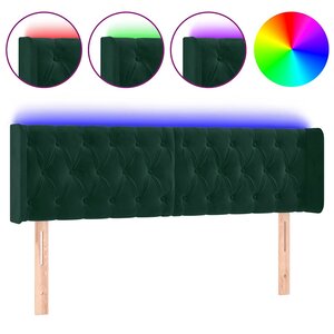 vidaXL Tête de lit à LED Vert foncé 163x16x78/88 cm Velours