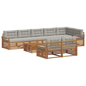 vidaXL Ensemble de canapés d'extérieur 9 pc Gris Naturel et Clair
