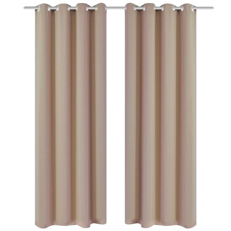 2 Pièces Rideau Blackout Occultant Crème avec Œillets en métal 135x245cm