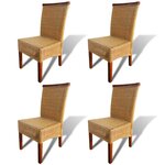 vidaXL Chaises à manger lot de 4 marron rotin naturel