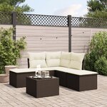 vidaXL Salon de jardin avec coussins 6 Pièces marron résine tressée