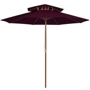vidaXL Parasol à deux étages avec mât en bois rouge bordeaux 270 cm