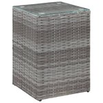 vidaXL Table d'appoint à dessus en verre Gris 35x35x52 cm Poly rotin