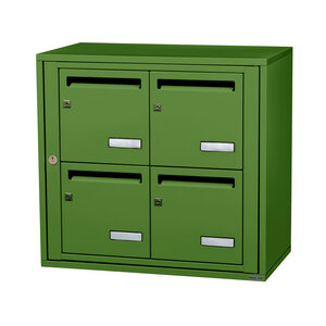 Bloc collectif leabox.com  2x2  grade 3  simple face  intérieur  mural  Vert mai RAL 6017 finition brillante