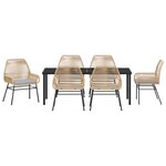 vidaXL Ensemble de Salle à Manger de Jardin 7 Pièces avec Coussins Marron en Rattan Poly