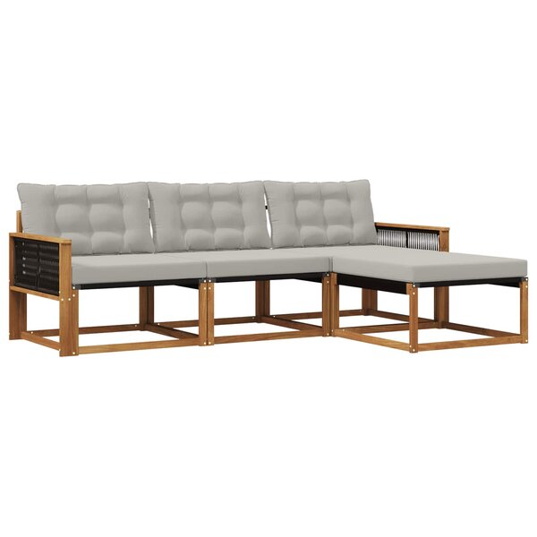 vidaXL Ensemble de canapés d'extérieur 4 pc Naturel et gris clair