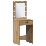 vidaXL Ensemble de table de maquillage avec LED 2 Pièces Chêne artisanal