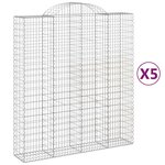 vidaXL Paniers à gabions arqués 5 Pièces 200x50x220/240 cm Fer galvanisé